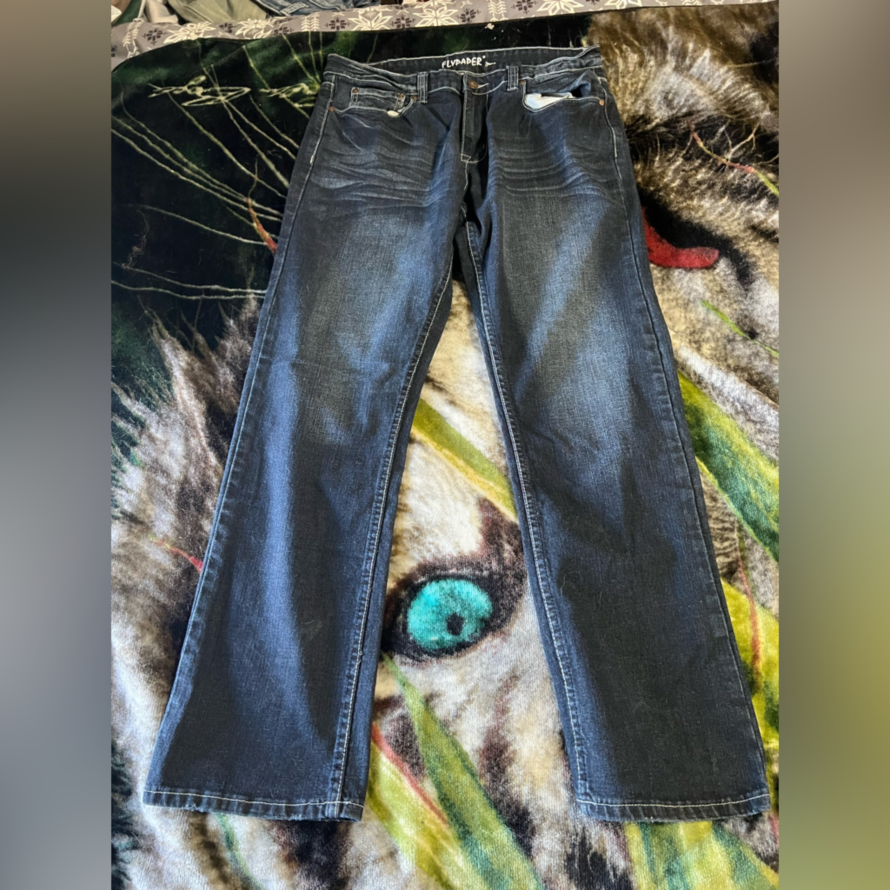 Flypaper Mens Dark Blue Bootcut Jeans